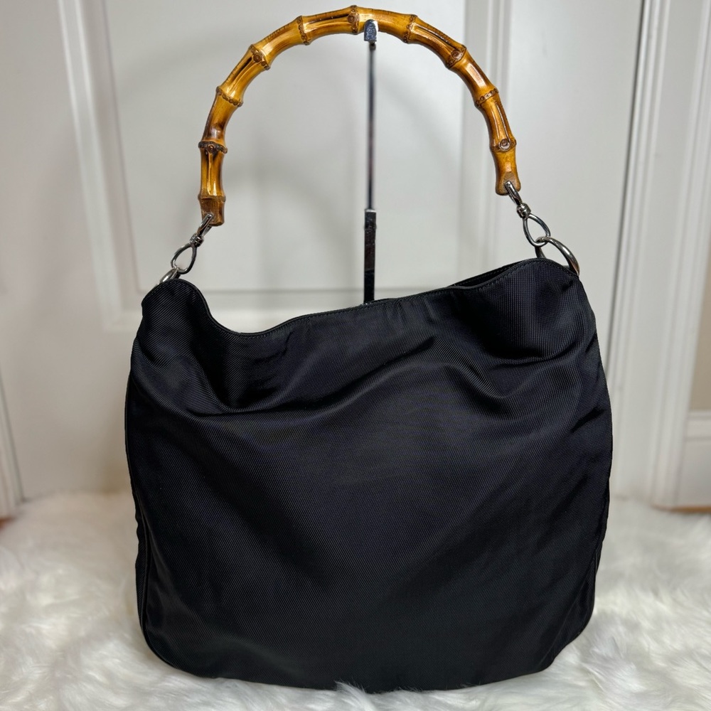 Gucci Nylon Diana Bamboo Shoulder Bag Great Condition Large